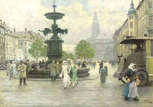 Storkespringvand Oil Painting by Paul-Gustave Fischer