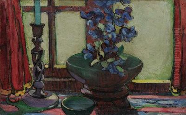 Still Life With A Candlestick. Oil Painting by Frank Spenlove Spenlove