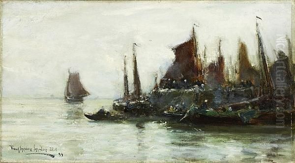 In Harbour Oil Painting by Frank Spenlove Spenlove