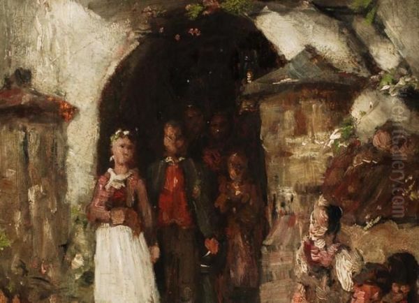 Die Frankische Hochzeit Oil Painting by Johann Sperl