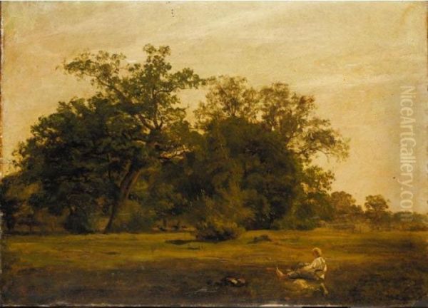 A Lazy Afternoon Oil Painting by Johann Sperl