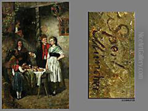 Das Fest Vor Dem Haus Oil Painting by Johann Sperl