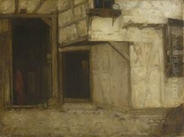 Bauernhaus. Oil Painting by Johann Sperl