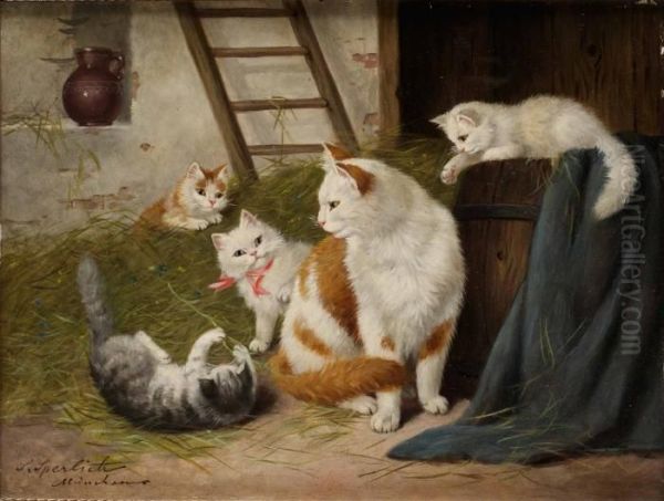 Lekande Katter Oil Painting by Sophie Sperlich