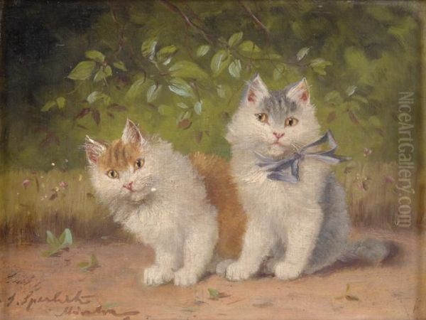 Zwei Katzchen. Oil Painting by Sophie Sperlich