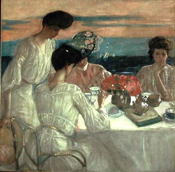 Afternoon Tea on the Terrace Oil Painting by Frederick Carl Frieseke