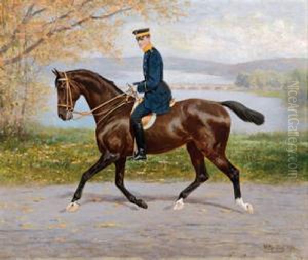 Rittmeister Von Sydow Auf Seinem Rennpferde Zietenhusar Oil Painting by Heinrich Sperling