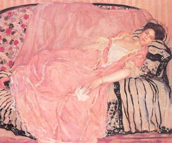 Portrait of Madame Gely (On the Couch) Oil Painting by Frederick Carl Frieseke