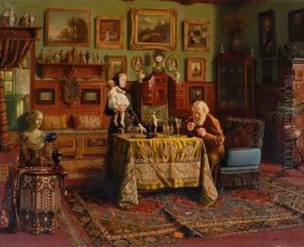 Chez L'antiquaire Oil Painting by Carl Johann Spielter