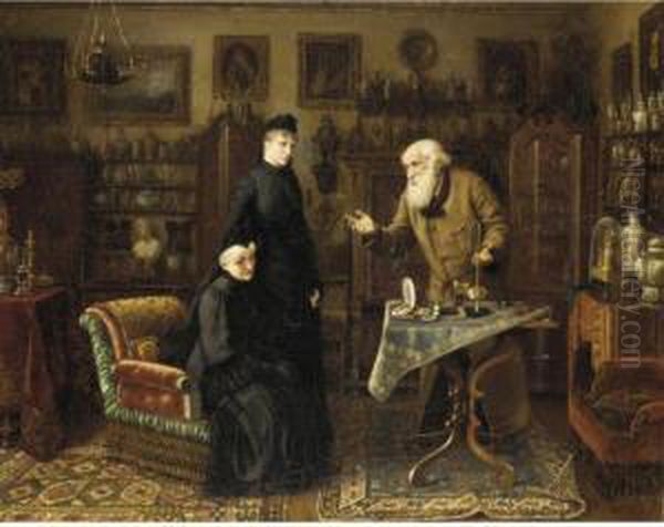 The Antique Dealer Oil Painting by Carl Johann Spielter