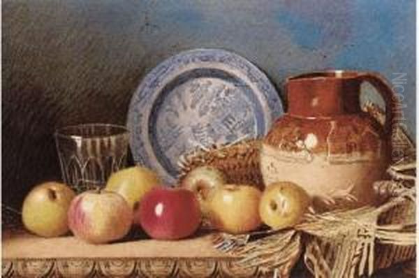 Still-life With A Jug, Glass And Apples Oil Painting by Benjamin Walter Spiers