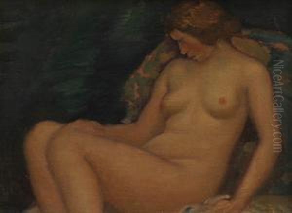 Seated Female Nude Oil Painting by Karel Spillar