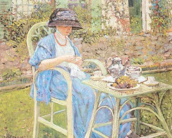 Breakfast in the Garden Oil Painting by Frederick Carl Frieseke