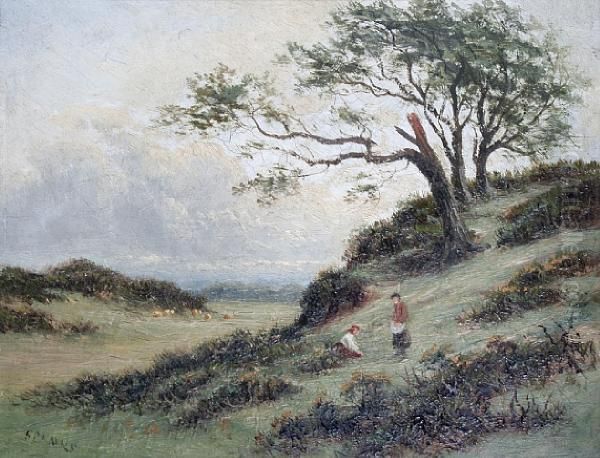 Figures On A Heath Oil Painting by Thomas Spinks