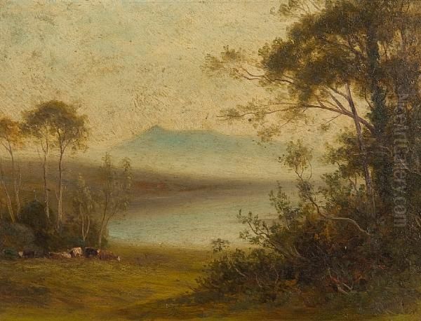 Lakeland Landscape With Cattle To The Foreground Oil Painting by Thomas Spinks