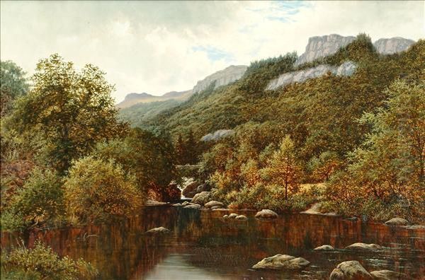 On The Llugwy,north Wales Oil Painting by Thomas Spinks