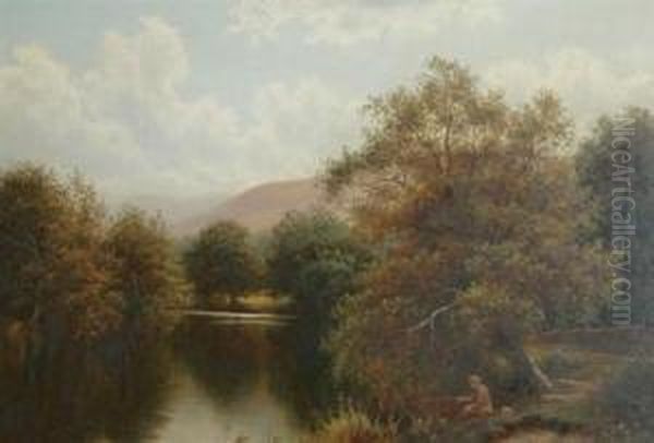 Fishing On The Conway Oil Painting by Thomas Spinks