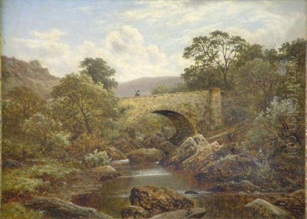 Pair Of Oils On Canvas Pont Y Celyn And River Landscape Signed And Dated 1889 18 X 24in Oil Painting by Thomas Spinks