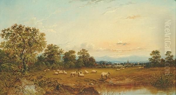 Sunset At Risby Moordale In Yorkshire Oil Painting by Thomas Spinks