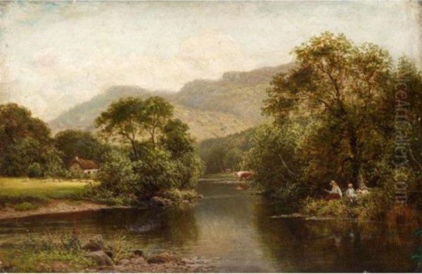 Fishing On The River; The Lake Oil Painting by Thomas Spinks