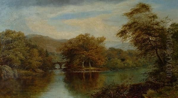 The Meeting Of The Conwy And The Machno, South Of Betws-y-coed, North Wales Oil Painting by Thomas Spinks