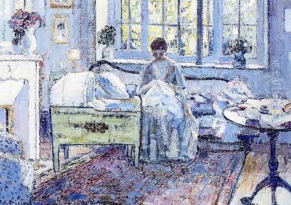 By the Cradle Oil Painting by Frederick Carl Frieseke