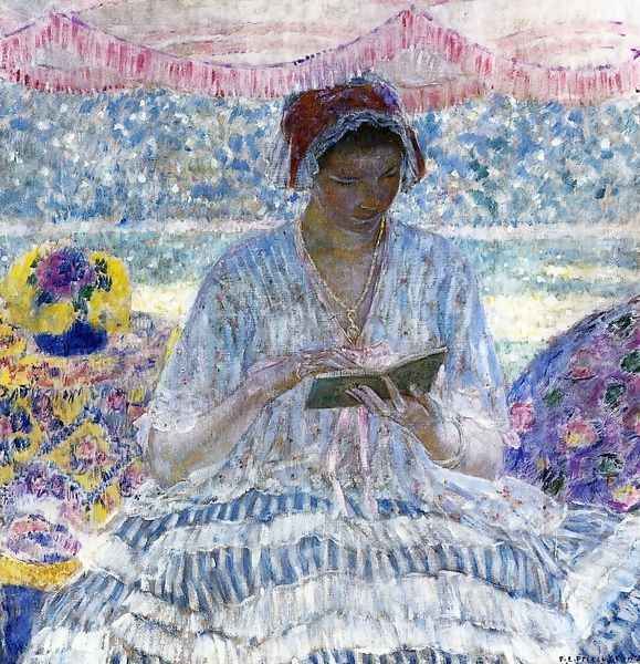 Summer Reading Oil Painting by Frederick Carl Frieseke