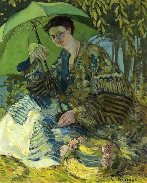 Lady with a Parasol Oil Painting by Frederick Carl Frieseke