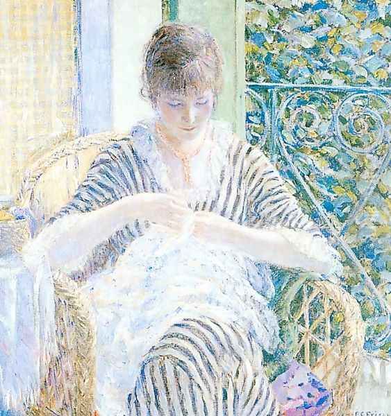 On the Balcony Oil Painting by Frederick Carl Frieseke