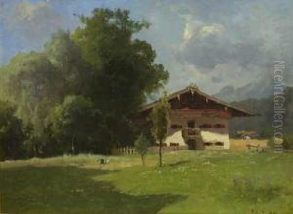 Bauernhaus Oil Painting by August Karl Martin Splitgerber