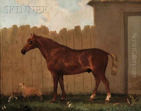 View Of A Thoroughbred And Terrier Oil Painting by Samuel Spode