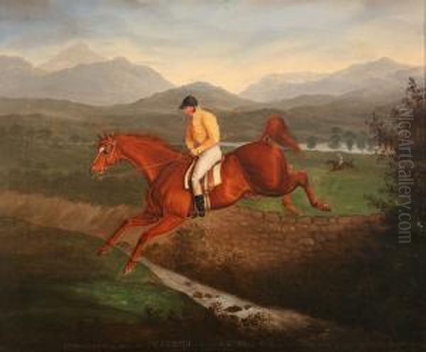 Parson Persse On Palanquin, Riding A Steeplechase: Winning Easily Oil Painting by Samuel Spode