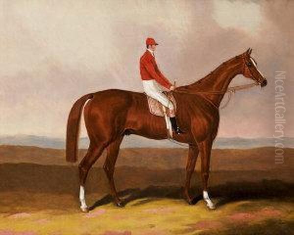 Racehorse With Jockey-up In A Landscape Oil Painting by Samuel Spode