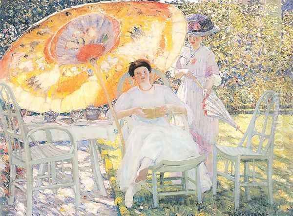 The Garden Parasol Oil Painting by Frederick Carl Frieseke