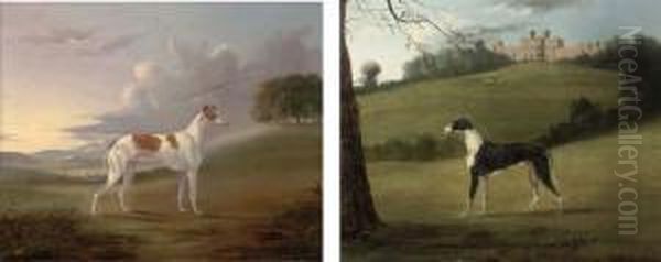 A Prize Greyhound In An 
Extensive Landscape, A Country Housebeyond; And A Prize Greyhound In An 
Extensive Landscape Oil Painting by Samuel Spode