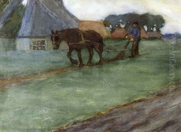 Man Plowing Oil Painting by Frederick Carl Frieseke