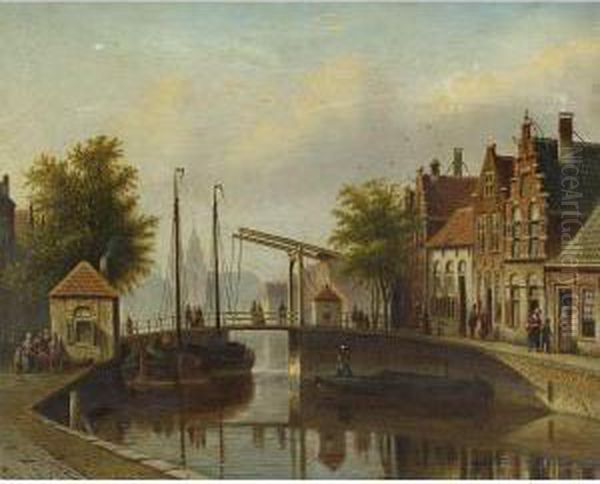 The Canal Oil Painting by Johannes Franciscus Spohler