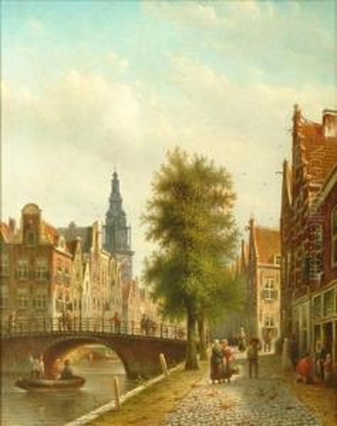 Acanal Scene Oil Painting by Johannes Franciscus Spohler