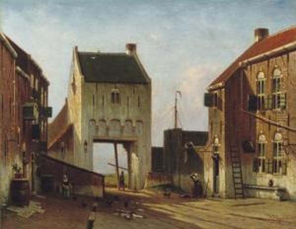 The Gate To Leerdam Oil Painting by Johannes Franciscus Spohler