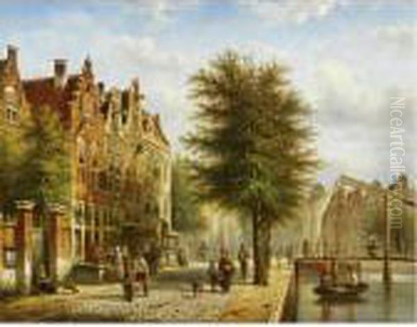 By The Canal Oil Painting by Johannes Franciscus Spohler