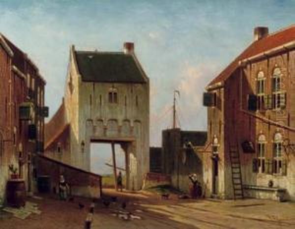 The Gate To Leerdam Oil Painting by Johannes Franciscus Spohler