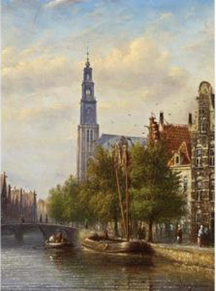 A View Of The Westerkerk, Amsterdam Oil Painting by Johannes Franciscus Spohler