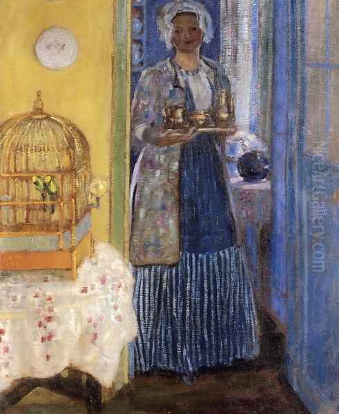 Yellow and Blue Oil Painting by Frederick Carl Frieseke