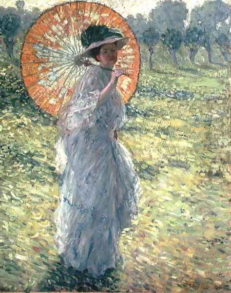 Woman with a Parasol, c. 1906 Oil Painting by Frederick Carl Frieseke