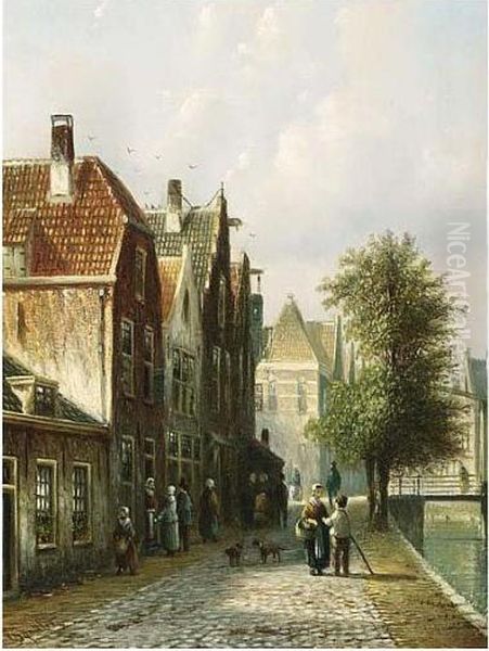 A View Of The Palmgracht Oil Painting by Johannes Franciscus Spohler