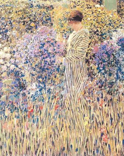 Lady in a Garden Oil Painting by Frederick Carl Frieseke