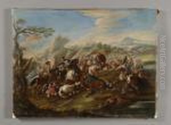 Battaglia Oil Painting by Ilario Mercanti Spolverini