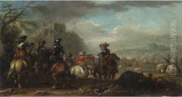 Sosta Durante La Battaglia Oil Painting by Ilario Mercanti Spolverini