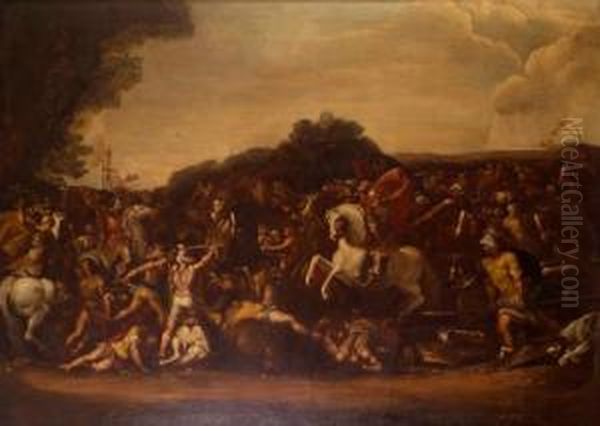 Battaglia Oil Painting by Ilario Mercanti Spolverini