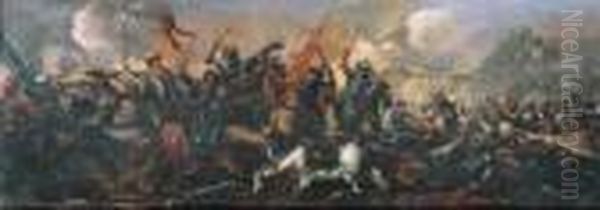 Scena Di Battaglia Con Sfondo Di Collina Oil Painting by Ilario Mercanti Spolverini